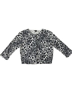 Ann Taylor Gray & Black Leopard Print Button-Down Size XL